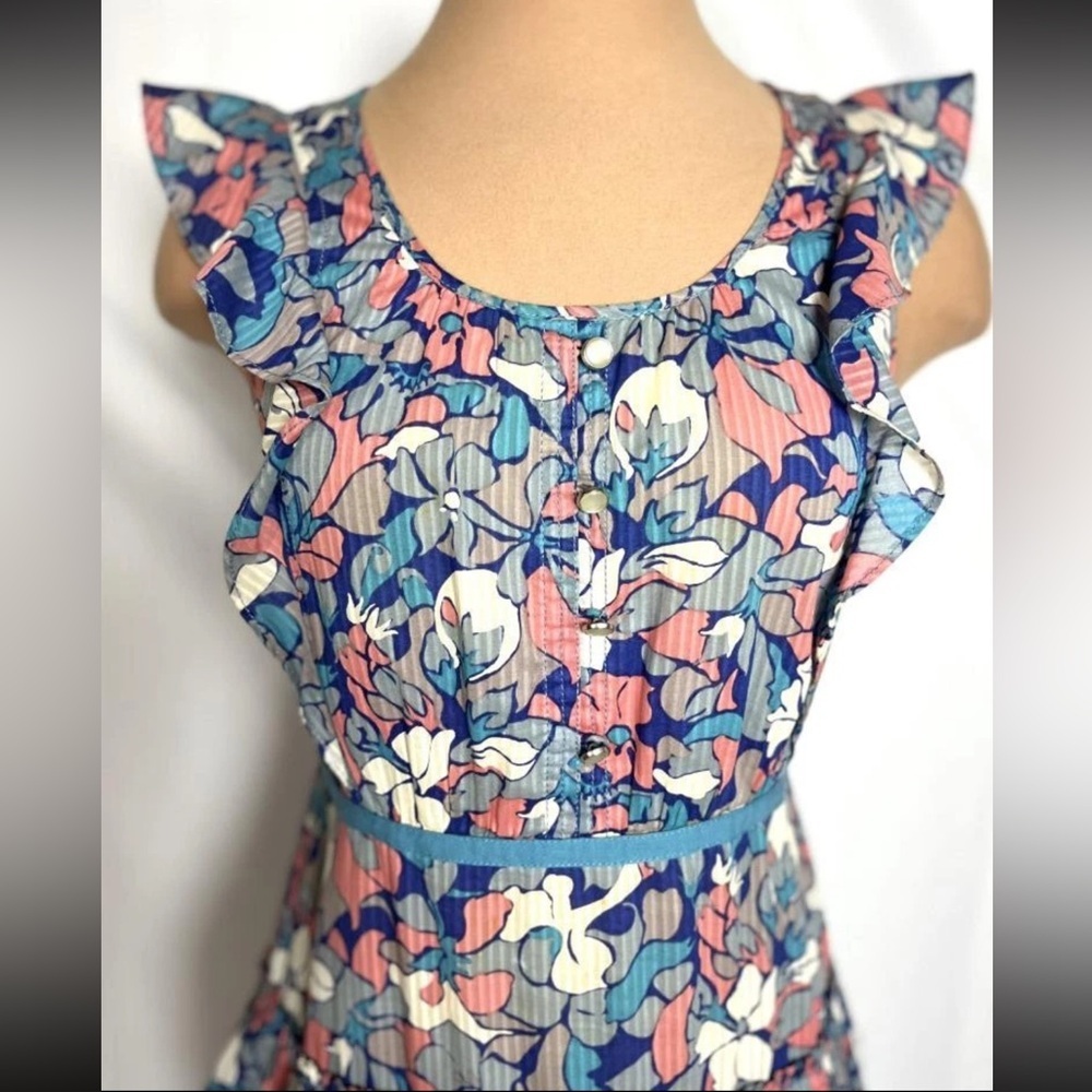 MARC by MARC JACOBS Y2K 100% Cotton Floral Ruffle Tiered Tie Back Mini Dress 6 - Picture 7 of 9